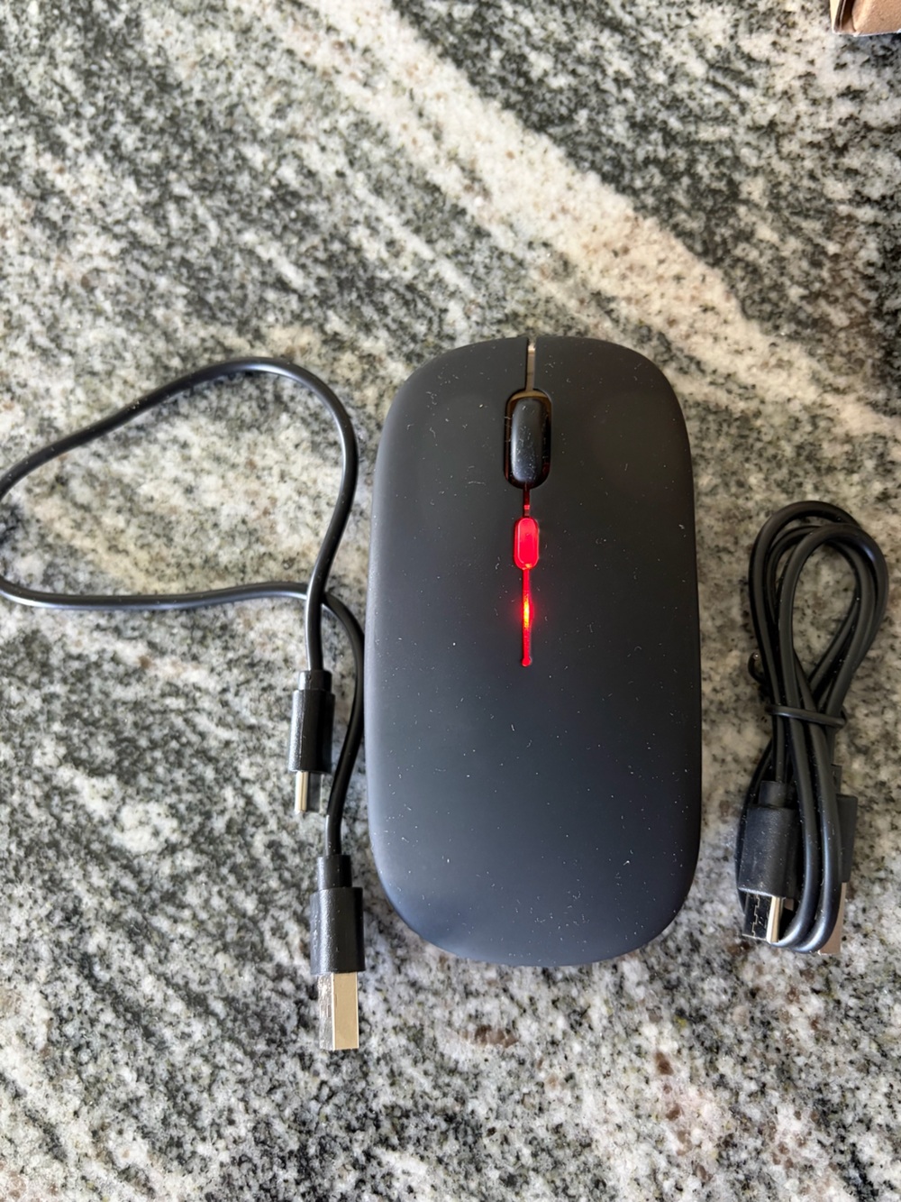 Amazon Basics Wireless Mouse Rechargeable USB-C Compact Black w/ Receiver